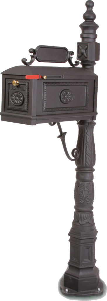 Black Cast Aluminum Decorative Mailbox Better Box Mailboxes   BB Black 366x1024 