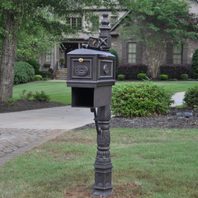 The rural mailboxes and that we offer are made from cast aluminum, and the hardware is stainless steel and brass. These metals do not rust because of their composition, but we do not take any chances. At the end of the process, we apply a special DuPont finish that shields the metals from the elements.Shop Now!